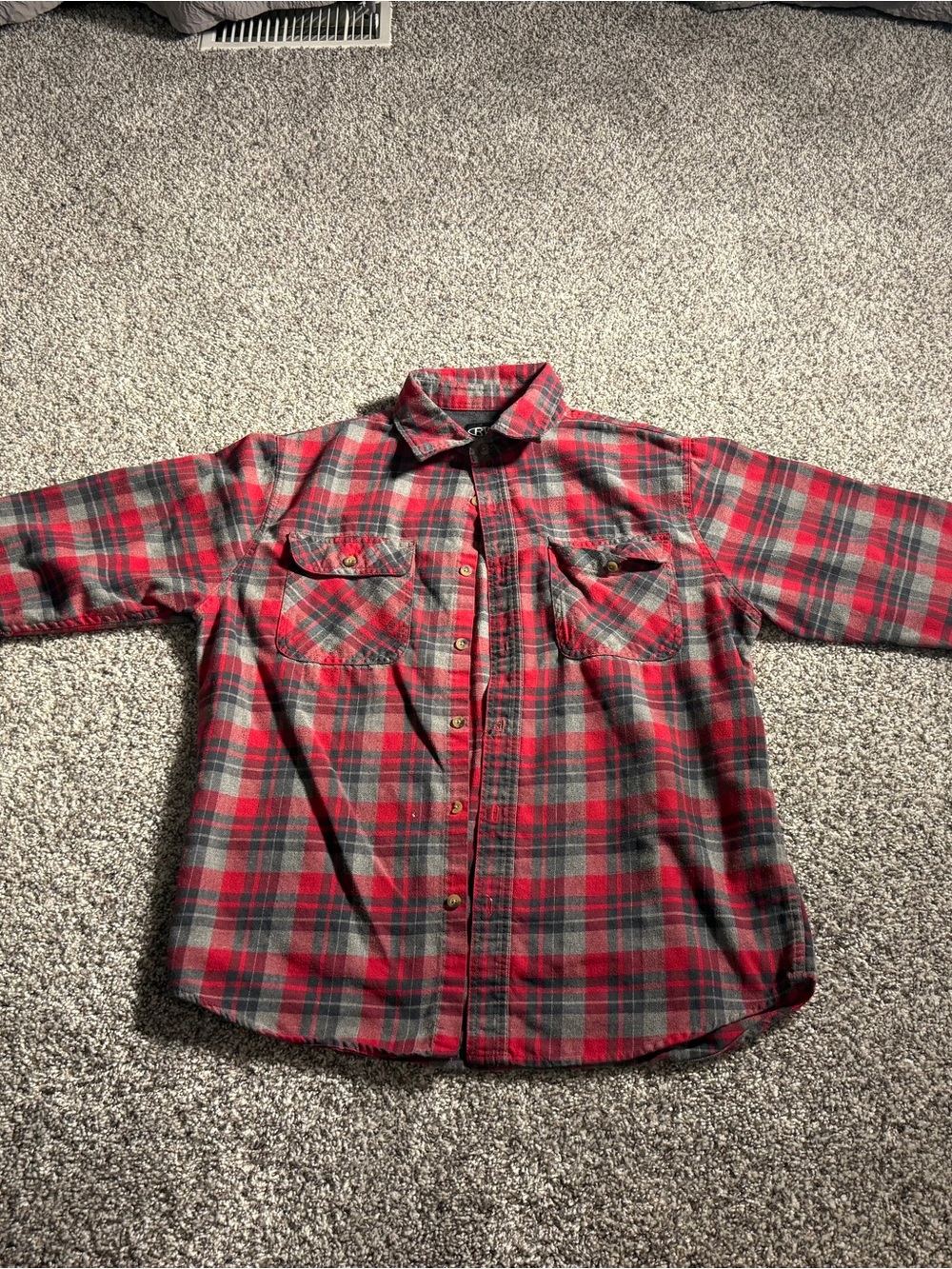 Men's Red Plaid Casual Button-Down Shirt